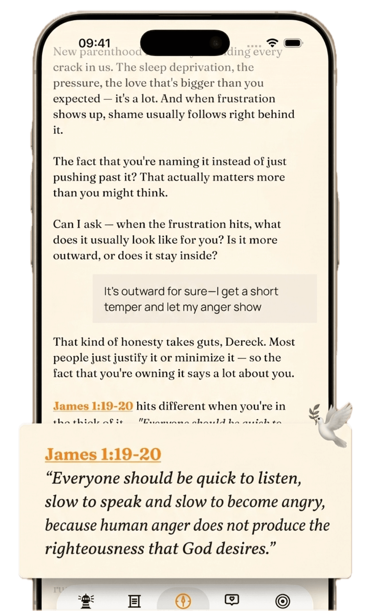 Lighthouse's AI companion answering a question with a Bible passage