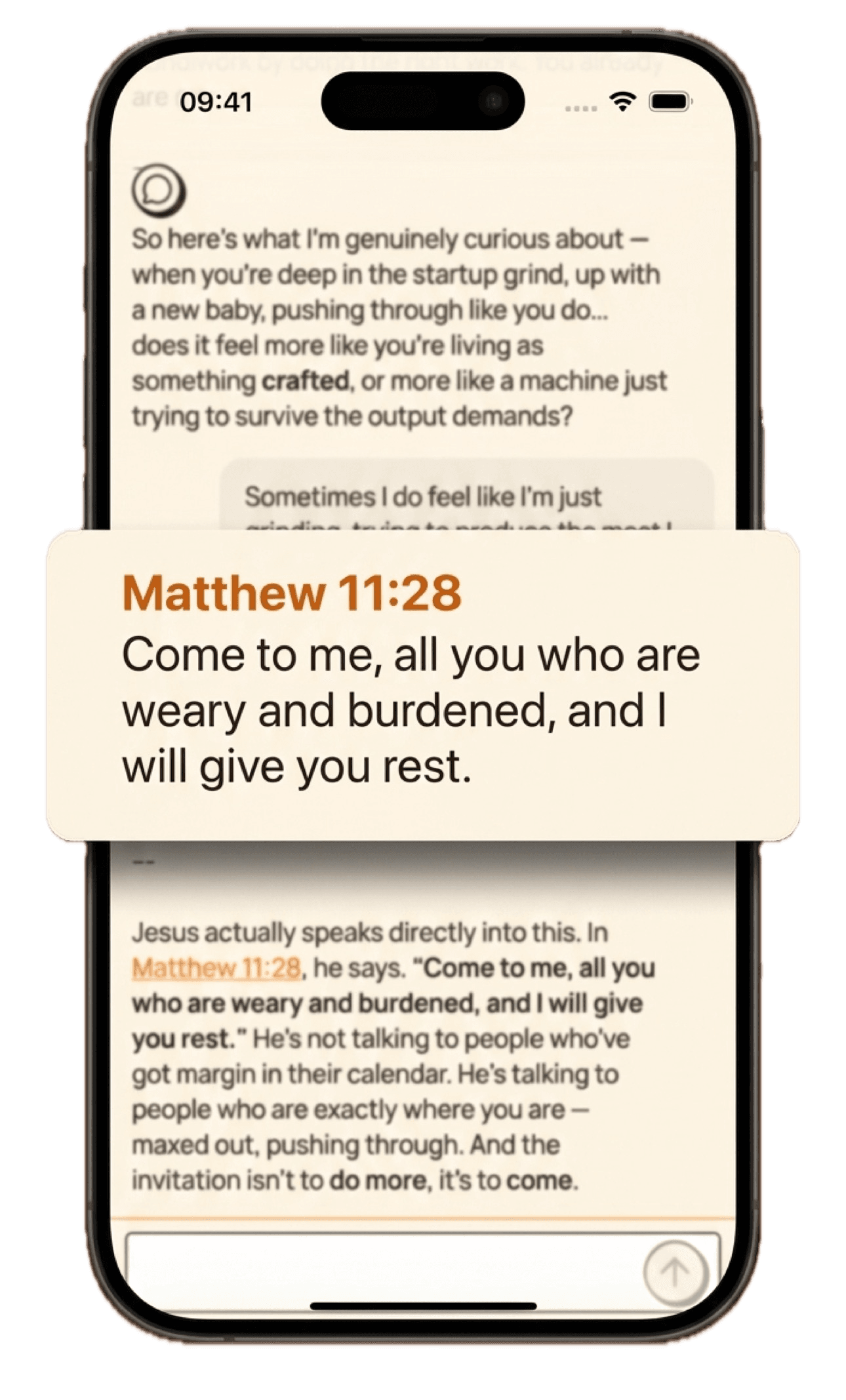 Lighthouse's AI companion answering a question with a Bible passage